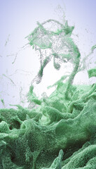 Abstract sandy wave splash fly in the air on colour background. 