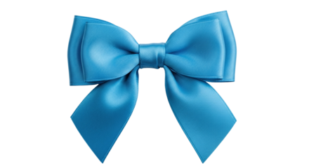 A vibrant blue textured bow, perfectly tied and shaped, stands out against a pristine transparent background, symbolizing celebration and giftgiving, isolated on transparent background