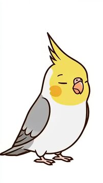 Cute Cartoon Cockatiel Bird Illustration.