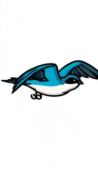 Blue Swallow Bird in Flight Illustration, Nature and Wildlife Concept.