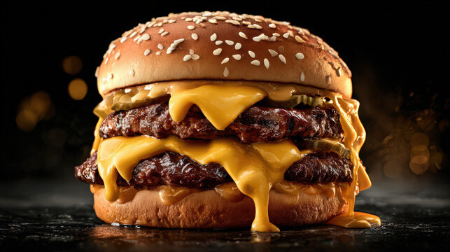 classic double cheeseburger on isolated background