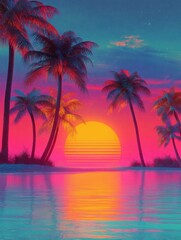 Fototapeta premium vibrant neon beach party and tropical summer party invitations 2026