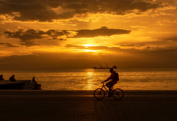 silhouette of a cyclist
