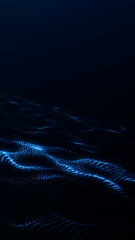 Vertical digital waves made for smartphone wallpapers and mobile interfaces. Futuristic flowing tech particles in deep blue modern gradient.