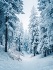 frozen winter forest with snow covered trees no logos no brands ar 34