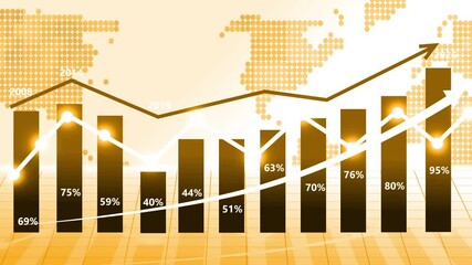 Trends in data from 2008 to 2026 business graph chart bar animation on white background - Powered by Adobe
