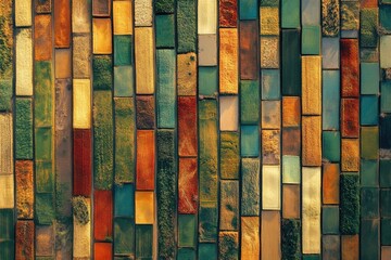 Aerial view of diverse agricultural fields arranged in a vibrant, colorful mosaic of rectangular plots, showcasing various crops and landscape textures.