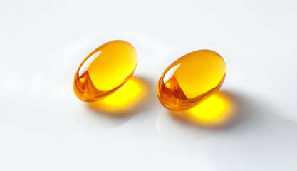 Small Stack of Golden Yellow Omega 3 Pills Medicine Macro View
