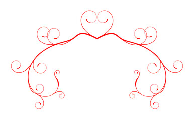 Romantic Red Valentine Heart Flourish Ornament Border