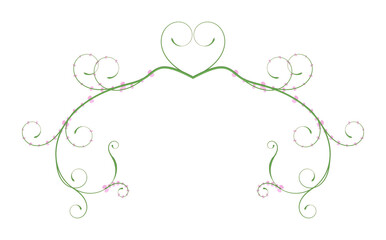 Romantic Green Valentine Heart Flourish Ornament Border