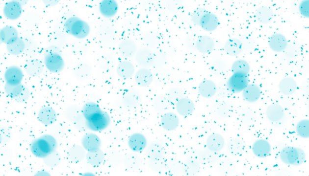 Abstract cyan bokeh lights and floating particles overlay for creative design projects. isolated on transparent background