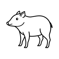 Peccary Outline Vector Illustration