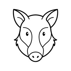 Peccary Head Outline Vector Illustration