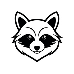 Raccoon Head North America Outline Vector Illustration