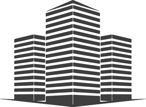 Minimalist black and white vector illustration of a modern office building complex for construction and corporate branding - Powered by Adobe