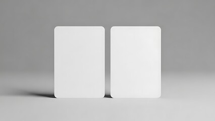 Minimalist two blank white rounded cards standing upright design