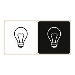Bulb  icon in simple outline style, shown in black on white and white on dark.