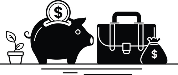 Financial growth strategy showing savings, long-term investment, business planning, and wealth accumulation.
