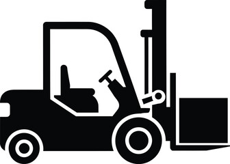 Forklift Truck Silhouette Icon Industrial Warehouse Material Handling Vector