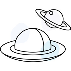 Space objects simple line art