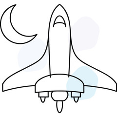 Spaceship flying to moon concept