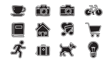 Collection of doodle icons for everyday life and travel elements