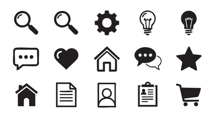 Collection of essential user interface icons for web and app design