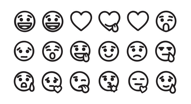 Collection of expressive emoji vector icons conveying different human emotions