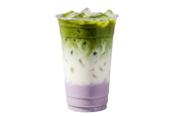 iced taro matcha latte isolated