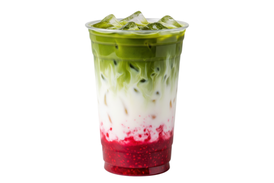 iced raspberry matcha latte isolated - Powered by Adobe