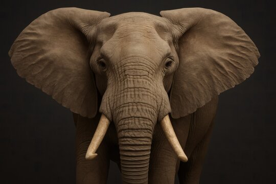 Majestic Elephant Close-Up Portrait with Detailed Wrinkles and Trunk, Wildlife Big Mammal