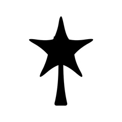 Stylized black star silhouette with stem design icon Vector, illustration