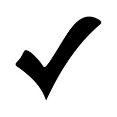 Black checkmark icon representing approval and completion Vector, illustration