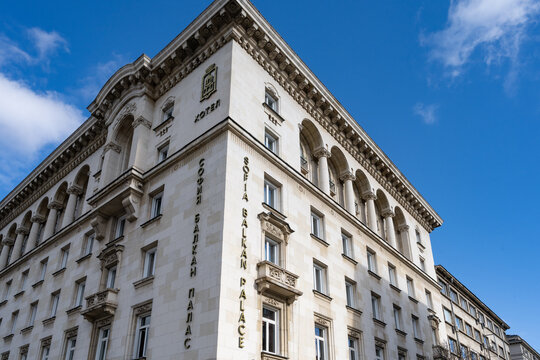 Sofia, Bulgaria. November 23rd 2025.The Sofia Balkan Palace Hotel building, the luxury landmark hotel was built in 1956 as The Grand Hotel Balkan, located in the historical center of Sofia, Bulgaria.