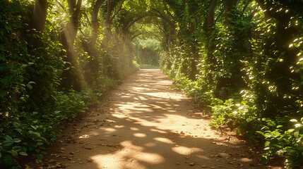  Sunlit Pathway Through Lush Greenery