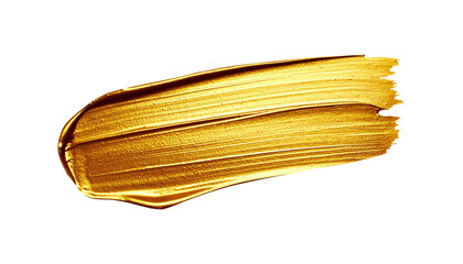 textured abstract golden paint stroke isolated on transparent background, png