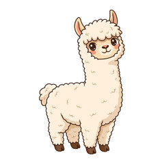 Naklejka premium Vector Cartoon Illustration of a Cute Llama