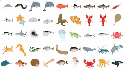 Diverse Aquatic Life An Array of Marine Animals in Vector Art