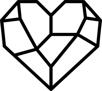 Geometric line art heart design, symbolizing modern love and creativity