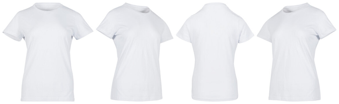 Playera blanca para dama 4 vistas sin fondo