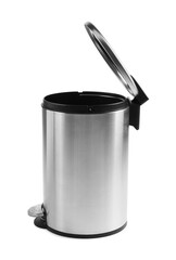 One metal trash bin isolated on white
