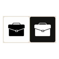 Briefcase  icon in simple outline style, shown in black on white and white on dark.