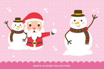 Santa claus characters in various poses and scenes. Merry christmas cutout element holiday cards, invitations and website celebration decoration