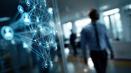 Job vacancy with applicant tracking system and employment icons defocused background personnel hiring visualization recruitment platform display career opportunity