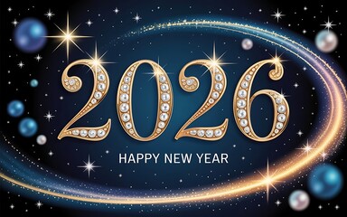 Sparkling New Year 2026 Greeting Card Background