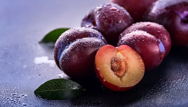 close up of fresh plums - Powered by Adobe