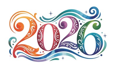 year of 2026 in calligraphic art style