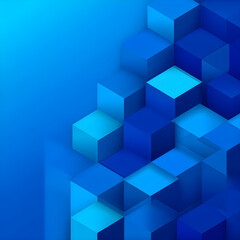 Fototapeta premium Abstract geometric background with cascading blue cubes in varying shades