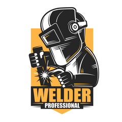 welding logo vector silhouette design, welder logo icon silhouette, vector silhouettes of workers welding metal, fabrication work vector silhouette logo design on white background