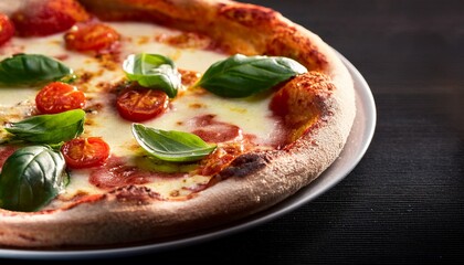 close up of a pizza on a plate
